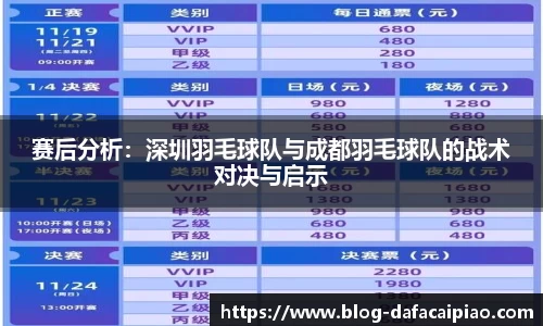 赛后分析：深圳羽毛球队与成都羽毛球队的战术对决与启示